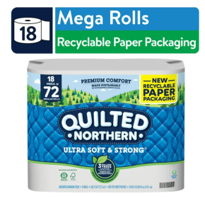 Quilted Northern Ultra Soft & Strong Toilet Paper, 18 Mega Rolls, Recyclable Paper Packaging