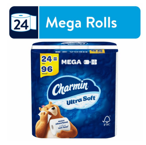 Charmin Ultra Soft Toilet Paper, 24 Mega Roll